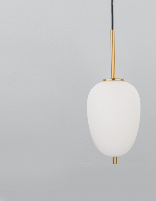 Lustra pendul moderna alb cu auriu forma alungita Felicia Small 15,8x23 cm, sticla/metal, 9624066 - Novaluce [2]