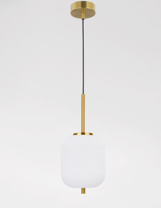 Lustra pendul moderna alb cu auriu forma cilindrica Felicia Small 16,5x20 cm, sticla/metal, 9624065 - Novaluce [2]