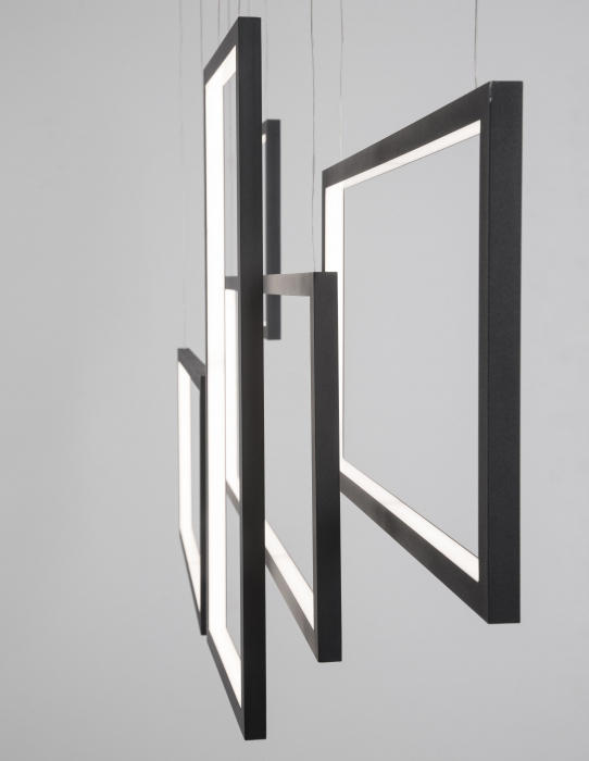 Lustra pendul neagra dimabila LED Miki 120 cm, design minimalist patrate, 9142765 - Novaluce [3]