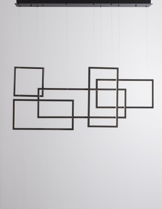 Lustra pendul neagra dimabila LED Miki 120 cm, design minimalist patrate, 9142765 - Novaluce [7]