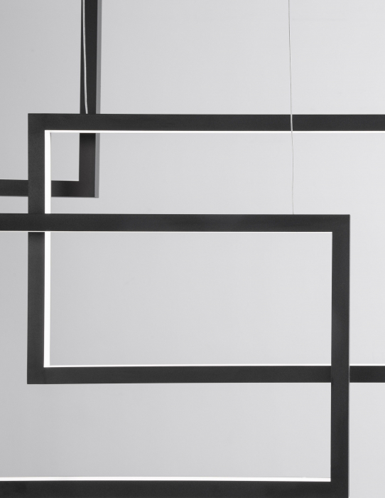 Lustra pendul neagra dimabila LED Miki 120 cm, design minimalist patrate, 9142765 - Novaluce [2]