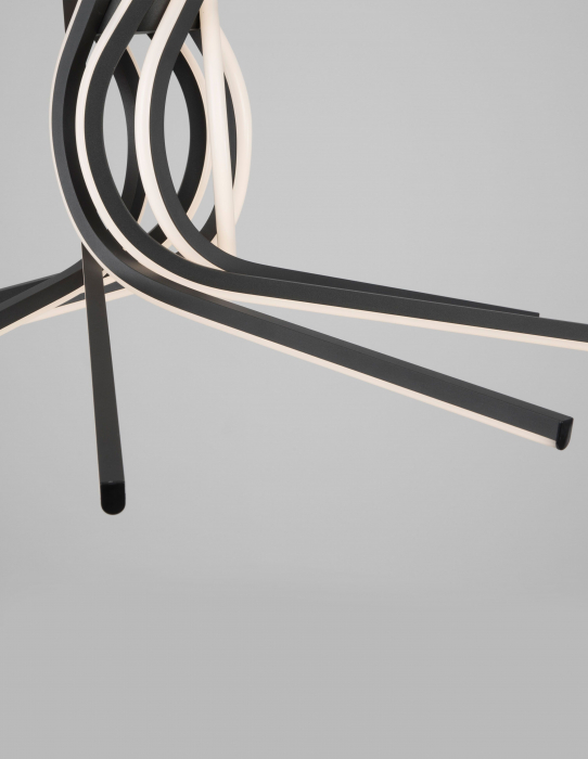 Lustra pendul neagra Swirl 50/80 cm, iluminare LED dimabila, design modern lux, 9100281 - Novaluce [4]