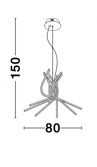 Lustra pendul neagra Swirl 50/80 cm, iluminare LED dimabila, design modern lux, 9100281 - Novaluce [7]