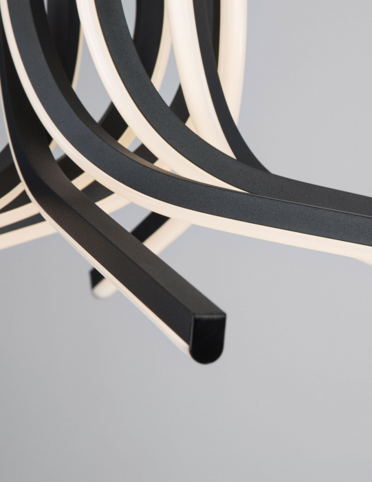 Lustra pendul neagra Swirl 50/80 cm, iluminare LED dimabila, design modern lux, 9100281 - Novaluce [14]