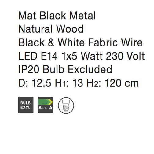 Lustra pendul Ponse diverse culori, abajur din metal cu detaliu din lemn, inaltime reglabila, 7605173 - Novaluce [4]