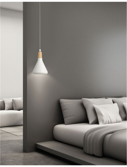 Lustra pendul Ponse diverse culori, abajur din metal cu detaliu din lemn, inaltime reglabila, 7605173 - Novaluce [5]