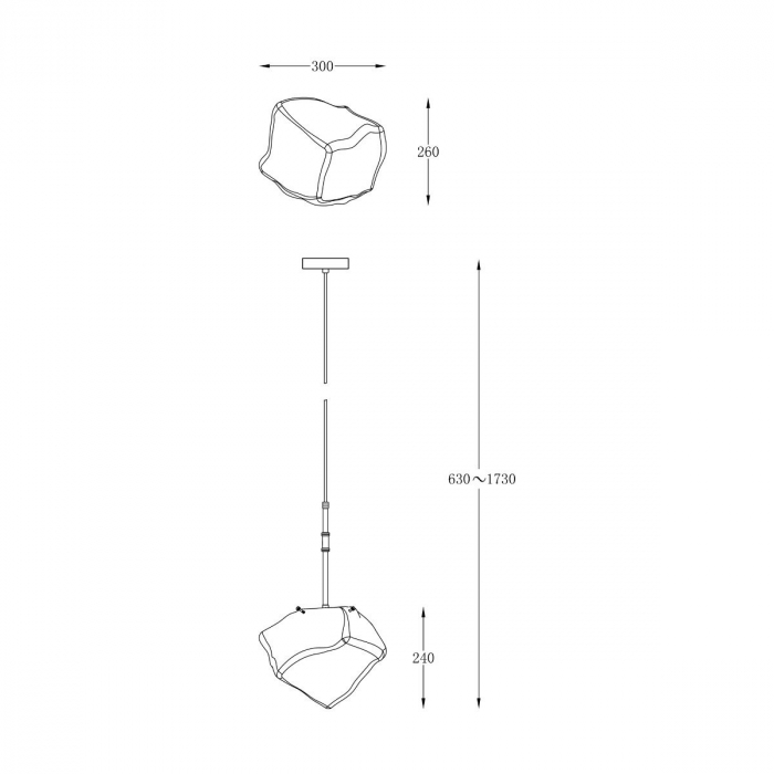 Lustra pendul ROCK metal/sticla, negru/auriu/transparent, inaltime reglabila, 003064-011264 - Zumaline [3]