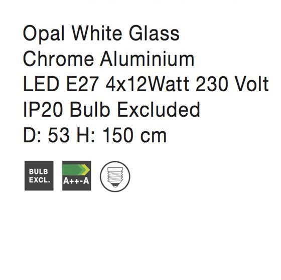 Lustra pendul rotund din sticla alba Demo Ø 53 cm, inaltime reglabila, 51011401 - Novaluce [4]