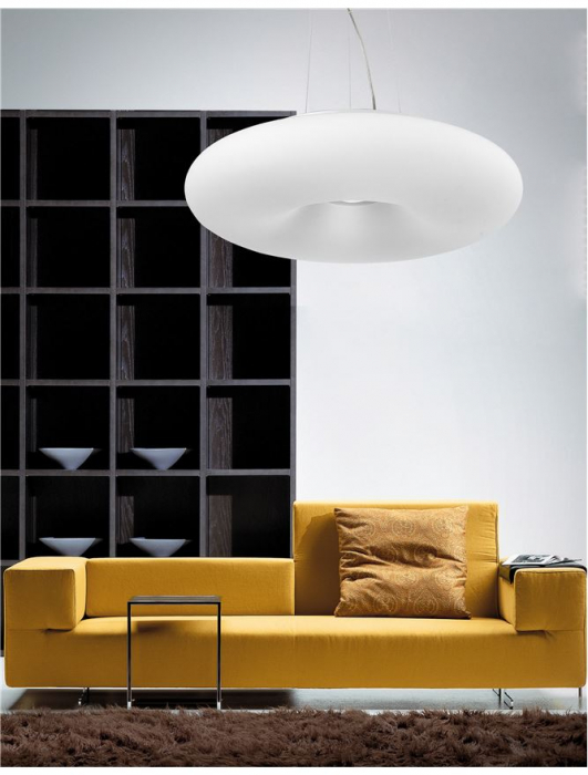 Lustra pendul rotund din sticla alba Demo Ø 53 cm, inaltime reglabila, 51011401 - Novaluce [2]