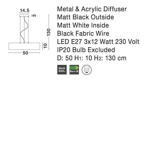 Lustra pendul rotund diverse culori Dima Ø 50 cm, din metal, inaltime reglabila, 550405 - Novaluce [7]