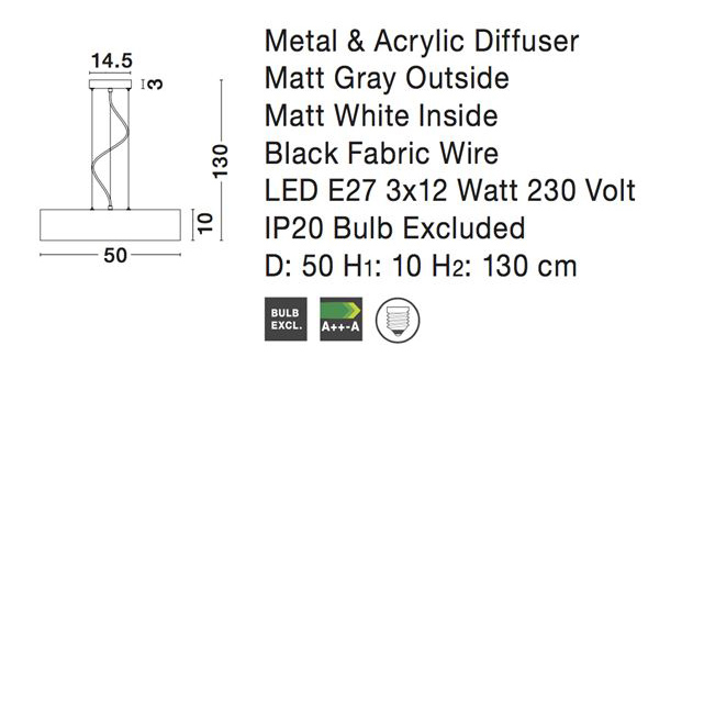 Lustra pendul rotund diverse culori Dima Ø 50 cm, din metal, inaltime reglabila, 550405 - Novaluce [10]