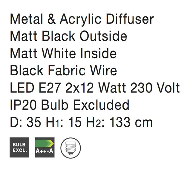 Lustra pendul rotund diverse culori Sharia Ø 35/48 cm, din metal, inaltime reglabila, 826801 - Novaluce [9]