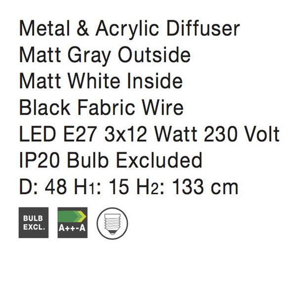 Lustra pendul rotund diverse culori Sharia Ø 35/48 cm, din metal, inaltime reglabila, 826801 - Novaluce [13]