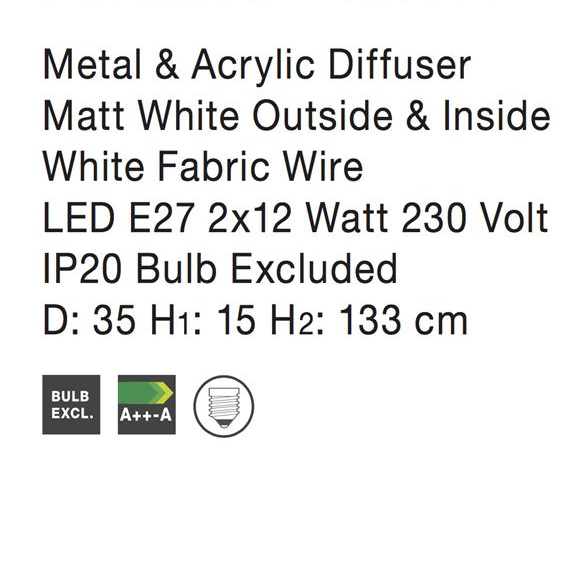 Lustra pendul rotund diverse culori Sharia Ø 35/48 cm, din metal, inaltime reglabila, 826801 - Novaluce [4]