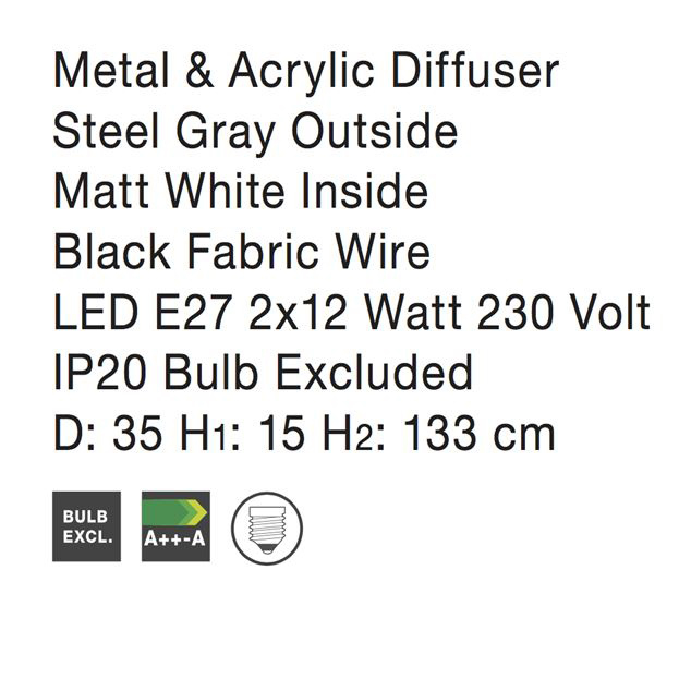 Lustra pendul rotund diverse culori Sharia Ø 35/48 cm, din metal, inaltime reglabila, 826801 - Novaluce [6]