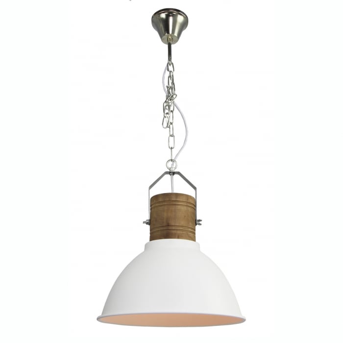 Lustra pendul rotunda alba/neagra metal si lemn Helgi Ø 39 cm, stil industrial, AZ 1582 - Azzardo [1]