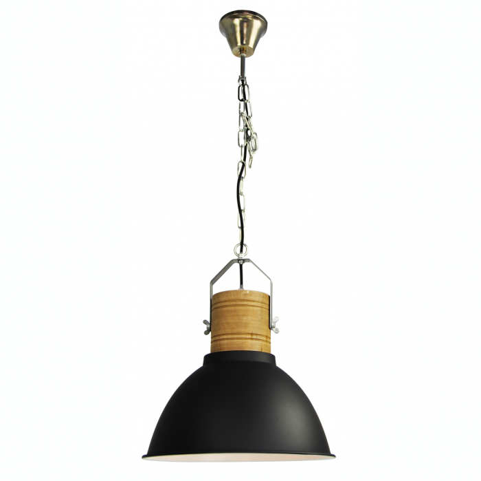 Lustra pendul rotunda alba/neagra metal si lemn Helgi Ø 39 cm, stil industrial, AZ 1582 - Azzardo [2]