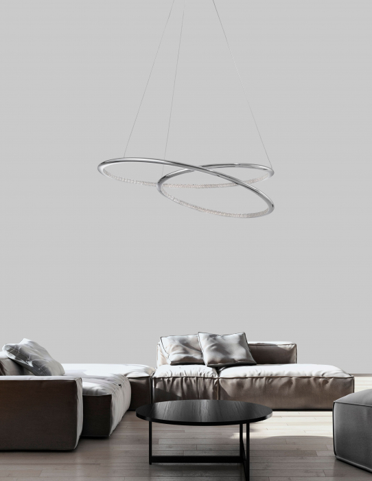 Lustra pendul rotunda crom cu cristale Arisha 64 cm, iluminare Led, design modern lux, 81007202 - Novaluce [4]