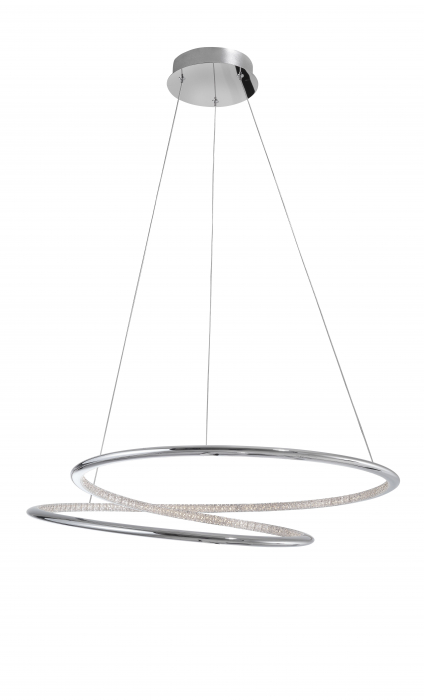 Lustra pendul rotunda crom cu cristale Arisha 64 cm, iluminare Led, design modern lux, 81007202 - Novaluce [2]