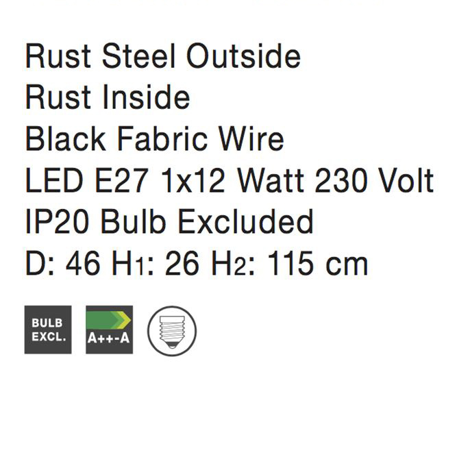 Lustra pendul rotunda diverse culori Vanda, din metal Ø 46 cm, inaltime reglabila, 420202 - Novaluce [10]