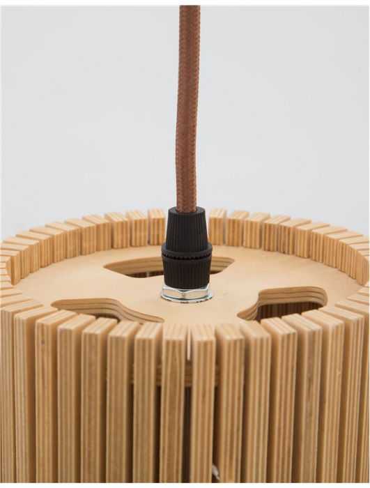Lustra pendul Selma Ø 38 cm, abajur din lemn cu aspect de para, inaltime reglabila, 9138061 - Novaluce [7]