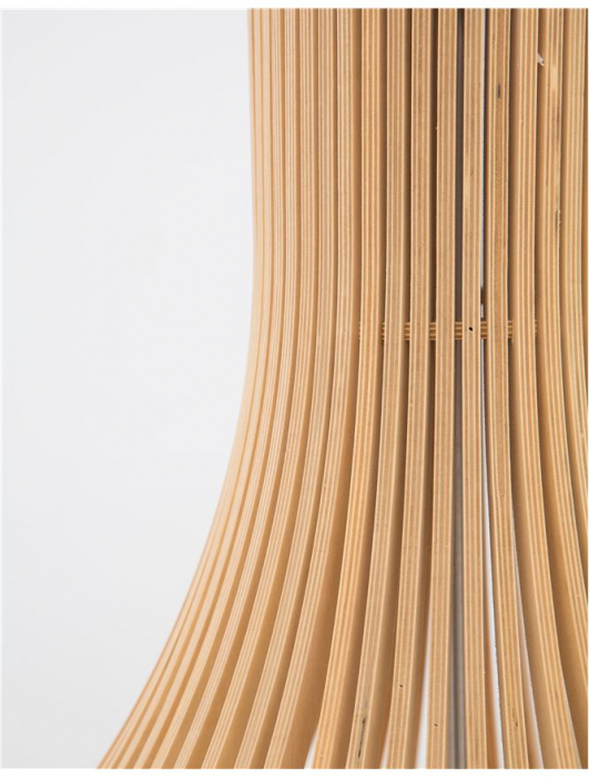 Lustra pendul Selma Ø 38 cm, abajur din lemn cu aspect de para, inaltime reglabila, 9138061 - Novaluce [4]