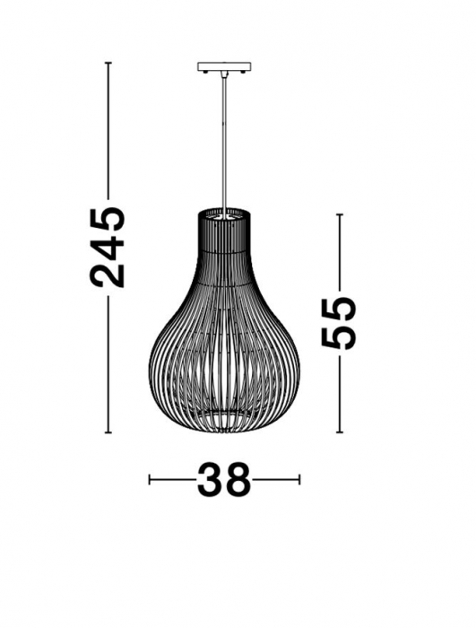 Lustra pendul Selma Ø 38 cm, abajur din lemn cu aspect de para, inaltime reglabila, 9138061 - Novaluce [9]