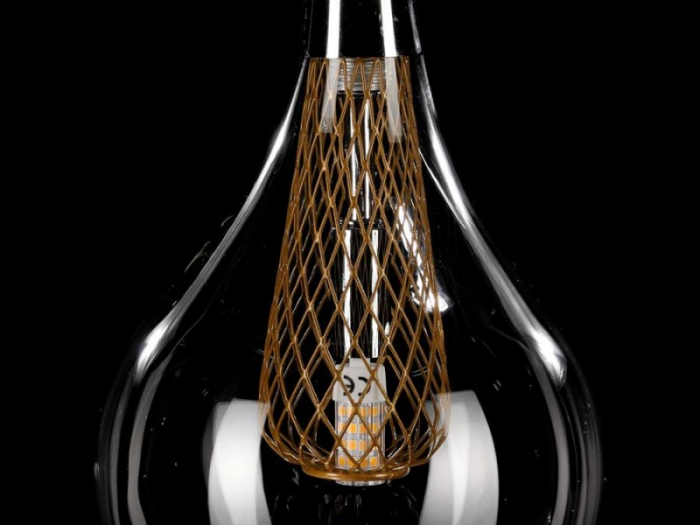 Lustra pendul Shiro 5 becuri inaltime asimetrica, abajur sticla transparenta, detalii metalice aurii si crom, AZ 1690 - Azzardo [3]