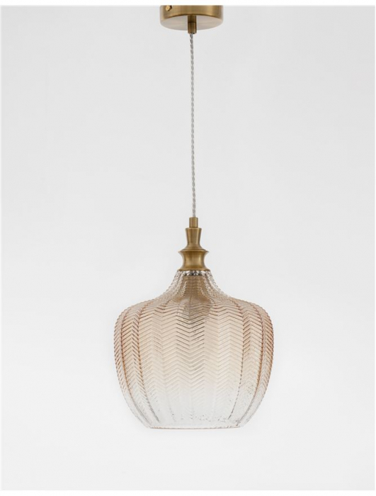 Lustra pendul sticla cu model diverse culori Anri, Ø 24 cm, inaltime reglabila, 9191241 - Novaluce [3]