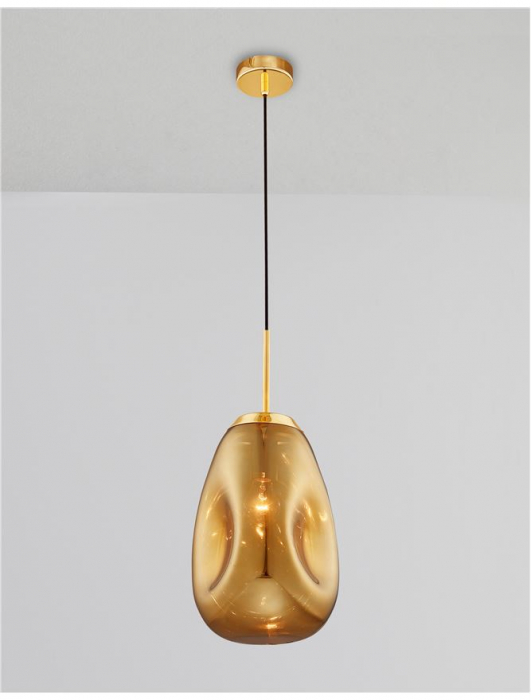 Lustra pendul sticla cupru/auriu/crom Ria Ø 22 cm, inaltime reglabila, 9190393 - Novaluce [3]