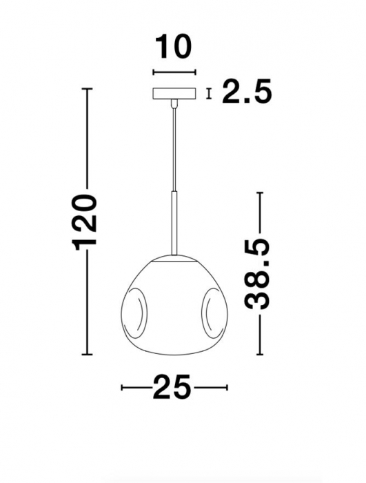 Lustra pendul sticla cupru/auriu/crom Ria Ø 25 cm, inaltime reglabila, 9190403 - Novaluce [6]