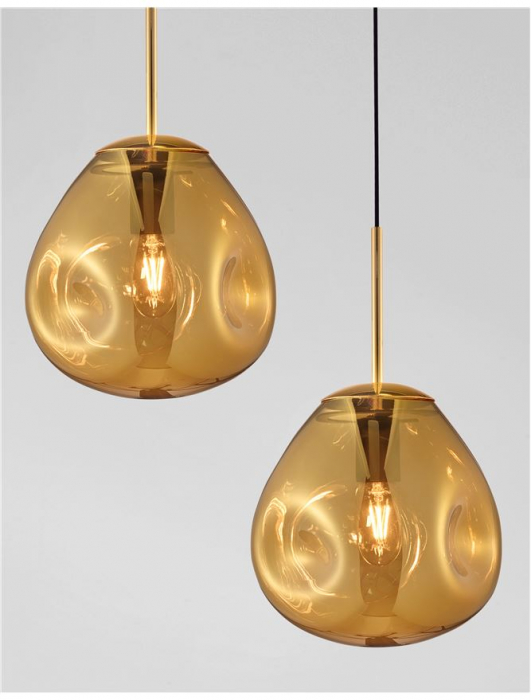 Lustra pendul sticla cupru/auriu/crom Ria Ø 25 cm, inaltime reglabila, 9190403 - Novaluce [5]