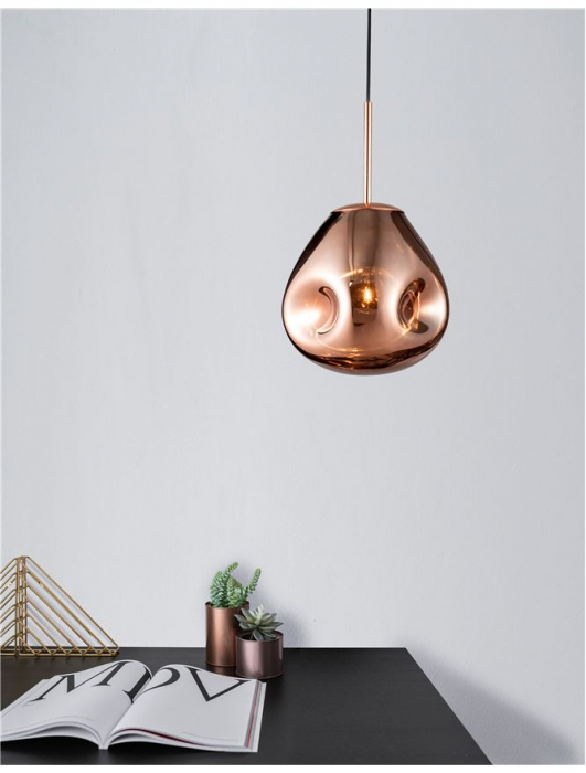 Lustra pendul sticla cupru/auriu/crom Ria Ø 25 cm, inaltime reglabila, 9190403 - Novaluce [8]
