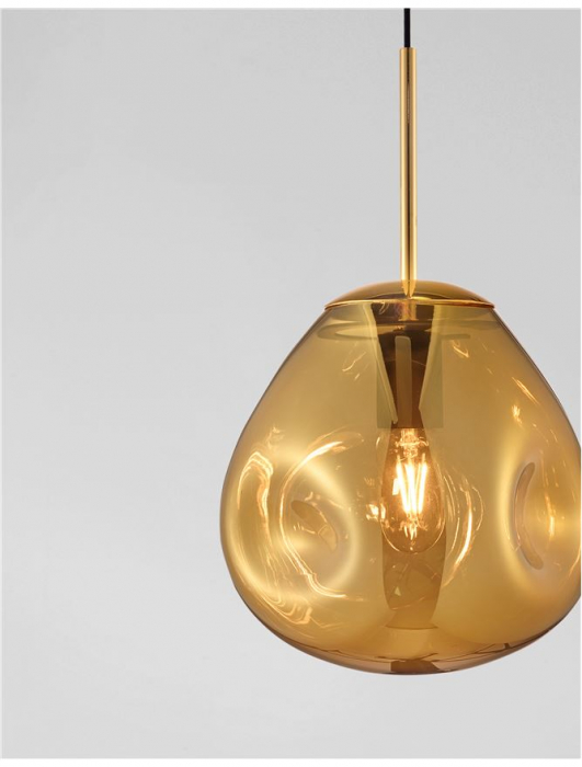 Lustra pendul sticla cupru/auriu/crom Ria Ø 25 cm, inaltime reglabila, 9190403 - Novaluce [4]