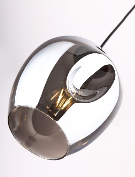 Lustra pendul sticla transparenta/fumurie Nixx Ø 17 cm, baza metal negru, inaltime reglabila, P0288 - Maxlight [5]