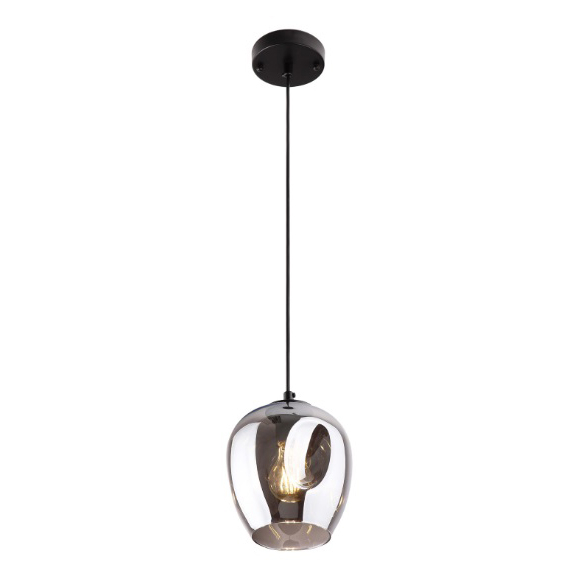 Lustra pendul sticla transparenta/fumurie Nixx Ø 17 cm, baza metal negru, inaltime reglabila, P0288 - Maxlight [3]