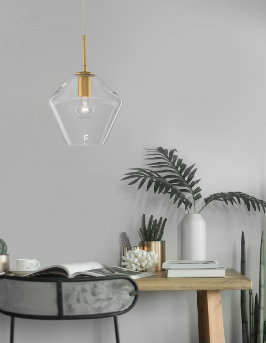 Lustra pendul sticla transparenta Nalia Ø23 cm, metal auriu, 9426731 - Novaluce [4]
