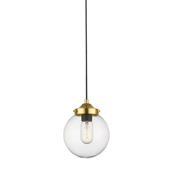 Lustra pendul transparent/auriu RIANO, inaltime reglabila, metal/sticla, 003064-011455 - Zumaline [2]