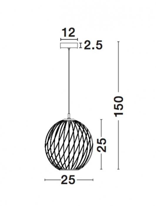 Lustra pendul Vanda, din metal Ø 25 cm, inaltime reglabila, 8436421 - Novaluce [3]