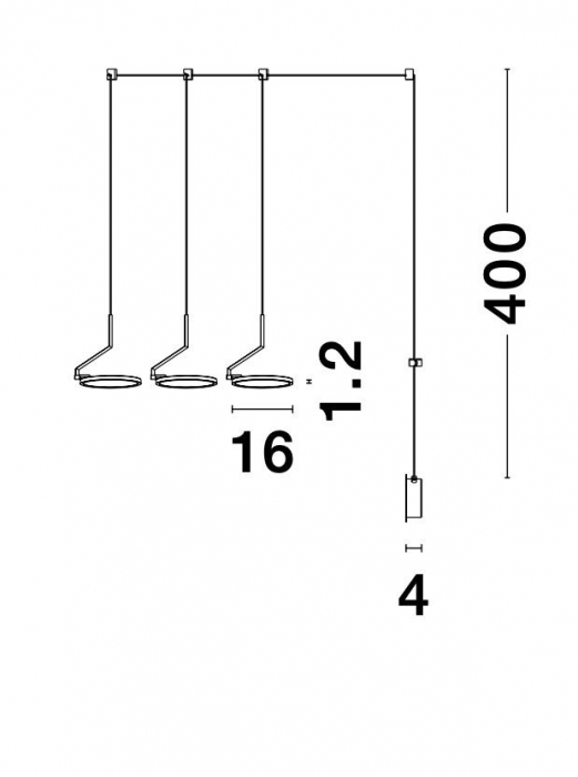 Lustra perete-tavan cu 3 pendule suspendate pe cablu lung Ira, LED 30W, 9190130 - Novaluce [8]