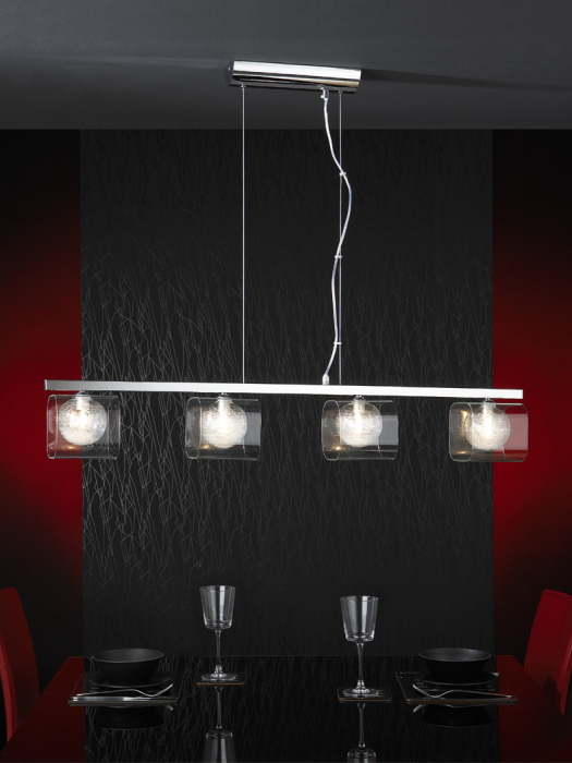 Lustra premium liniara Melina 4 abajururi duble sticla, inaltime reglabila, 506514 - Schuller [3]