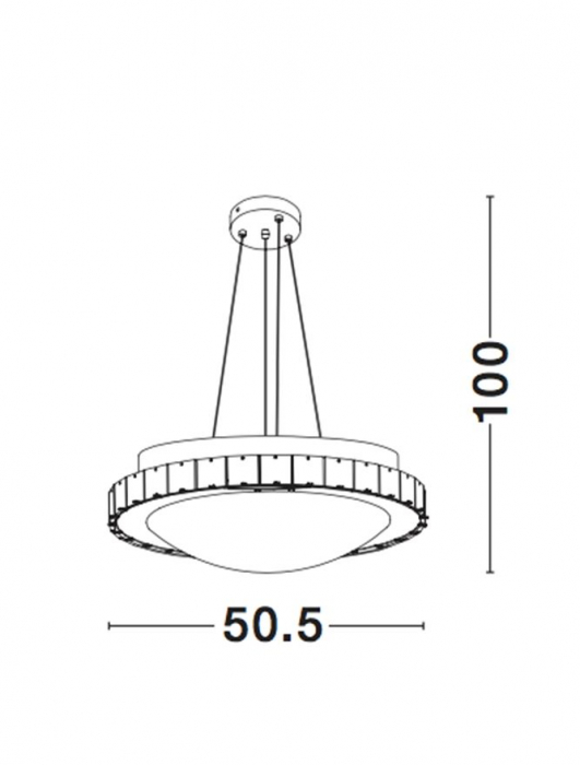Lustra premium moderna rotunda alba Nateli Ø 51 cm, abajur din sticla cu cristale, 7311404 - Novaluce [2]