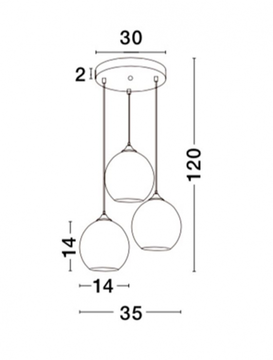 Lustra premium rotunda sticla cromata Melti Ø 35 cm, 3 pendule, inaltime reglabila, 9332902 - Novaluce [4]