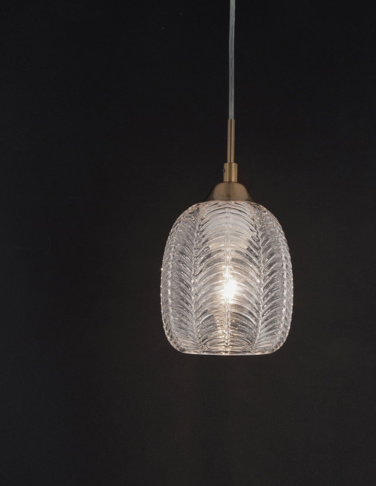 Lustra retro sticla transparenta cu model Sekar, metal auriu satinat, 9191541 - Novaluce [2]