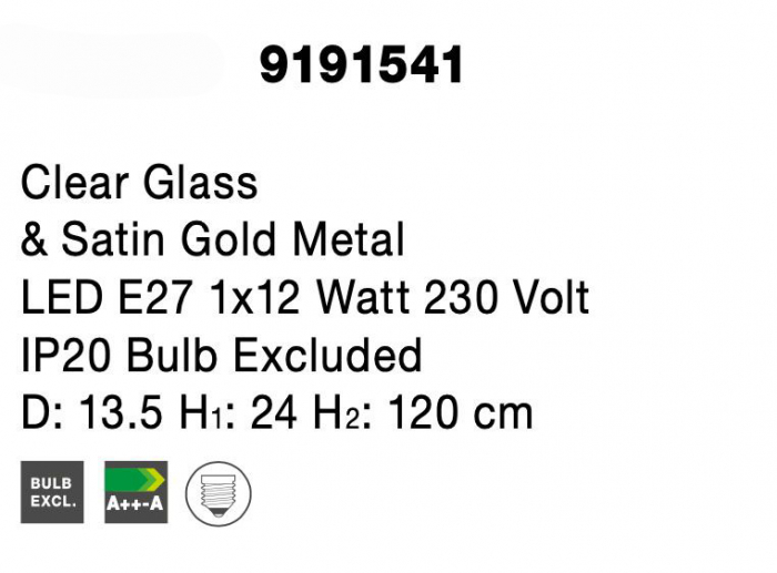Lustra retro sticla transparenta cu model Sekar, metal auriu satinat, 9191541 - Novaluce [5]