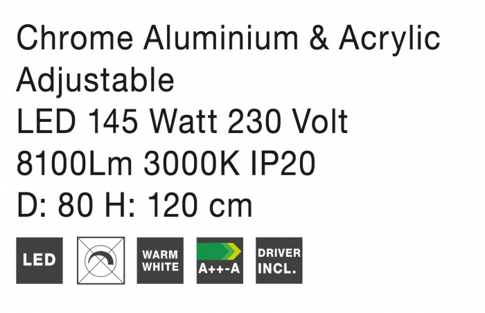 Lustra rotunda 3 inele crom ajustabile Gani Ø80 cm, iluminare LED dimabila, design modern lux, 17222004 D - Novaluce [6]