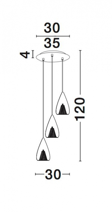 Lustra rotunda 3 pendule sticla transparenta Kimbra Ø30 cm, detalii metal impletit auriu rose, design modern, 1600200503 - Novaluce [3]