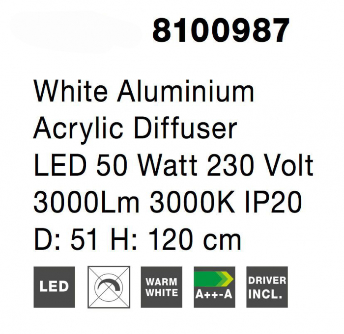 Lustra rotunda alba/neagra LED Anat 51 cm, design modern, 8100988 - Novaluce [9]