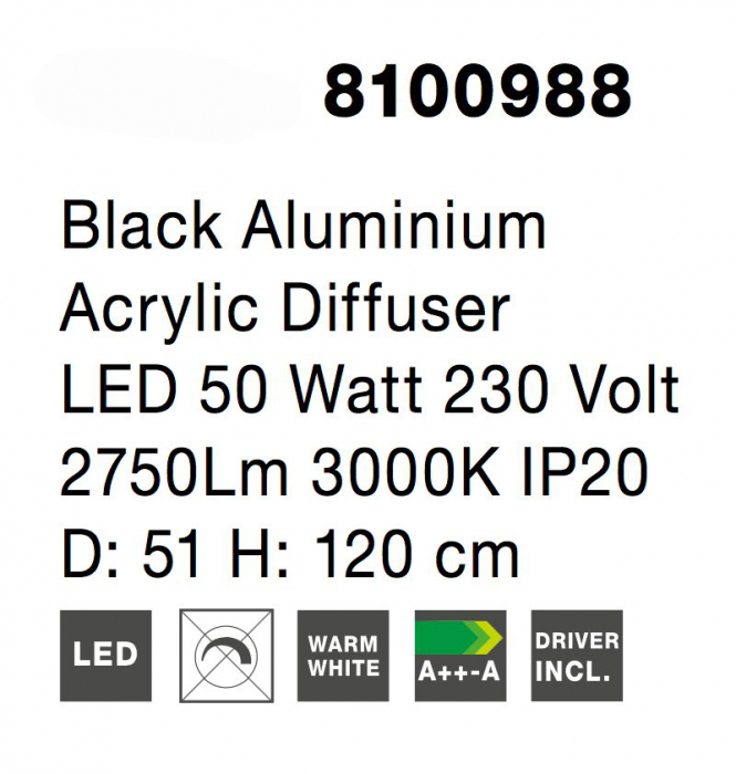 Lustra rotunda alba/neagra LED Anat 51 cm, design modern, 8100988 - Novaluce [4]
