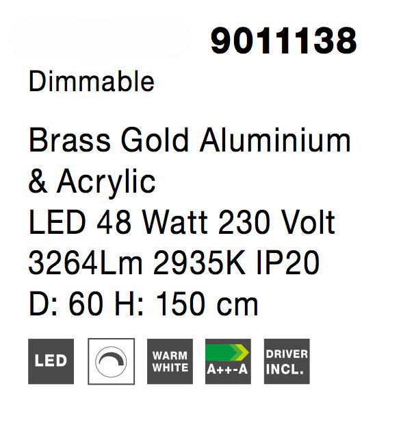 Lustra rotunda aurie cu cristale Baruch Ø60 cm, o piesa design modern, iluminare LED dimabila, 9011138 - Novaluce [6]